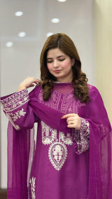 PURPLE SAPPHIRE EMBROIDERED 3PC