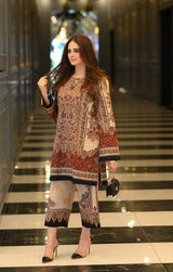 digital printed Brown  co-ord