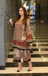 digital printed Brown  co-ord